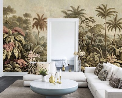 Vintage tropisch bos behang