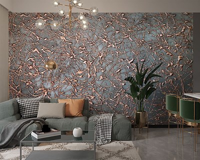 Koperkleurig golvend behang 