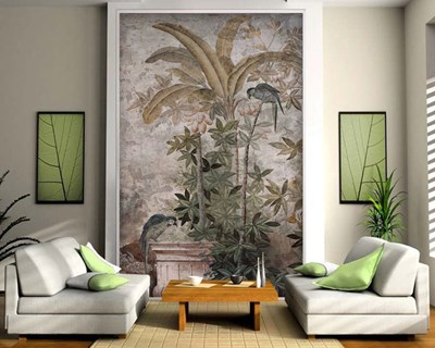 Tropische planten en papegaaienbehang