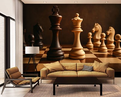 3D-schaakbord-look behang