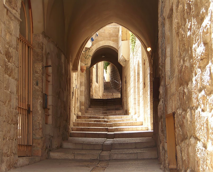 Oude stenen trapbehang