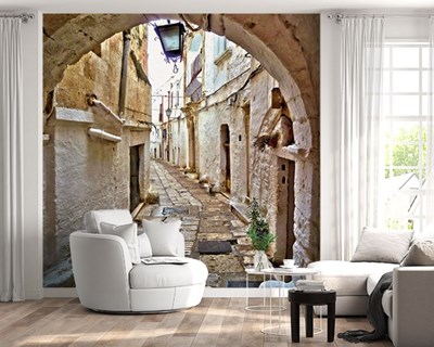 Authentiek steenstraat-behang