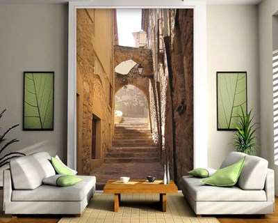 Historische stenen trap straatbehang