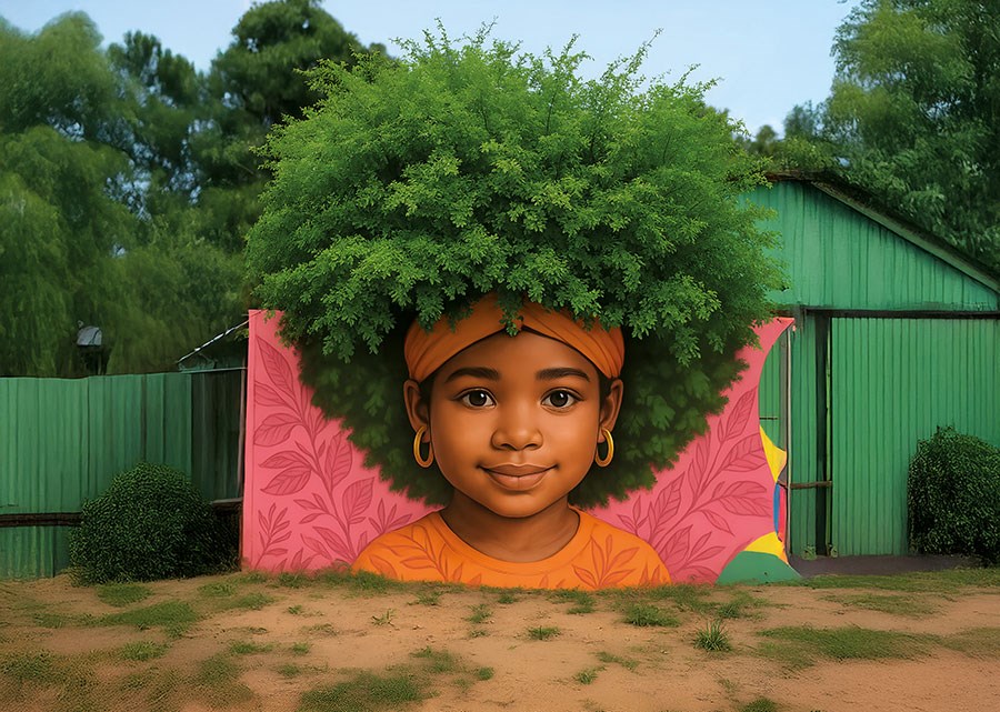 Afrikaanse kinderen café behang 