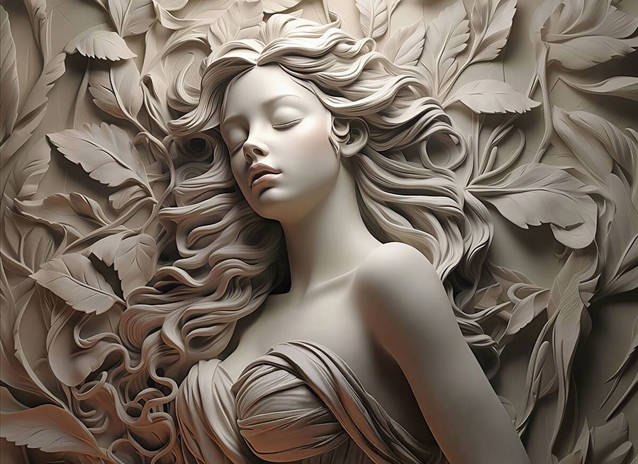 Relief beeld van vrouw Behang