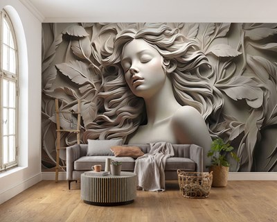 Relief beeld van vrouw Behang