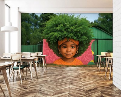 Afrikaanse kinderen café behang 
