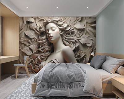 Relief beeld van vrouw Behang