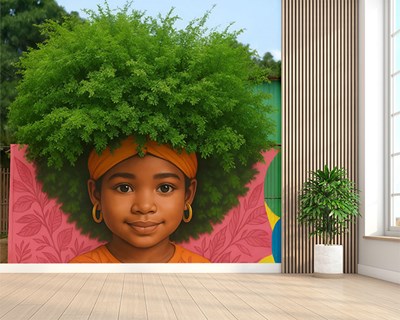 Afrikaanse kinderen met plantenhaar behang 