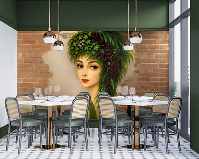 Plantenhaarige vrouw als thema behang 