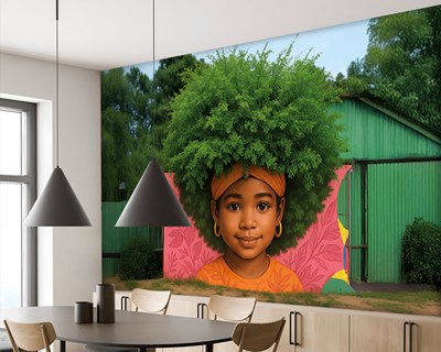 Afrikaanse kinderen café behang 