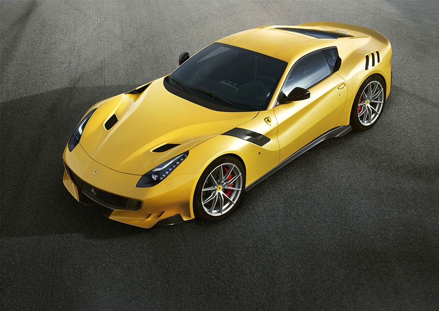 Gele Ferrari-behang met afbeelding