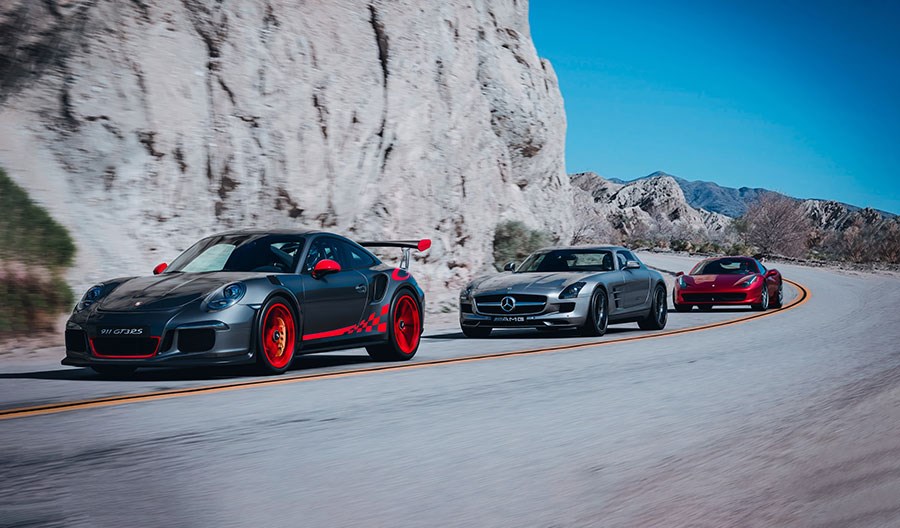 Porsche Ferrari Mercedes Merke Auto's Behang