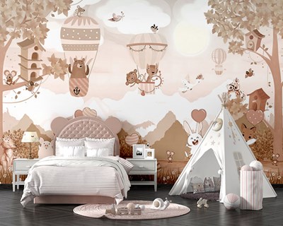 Schattige bosdieren-thema behang