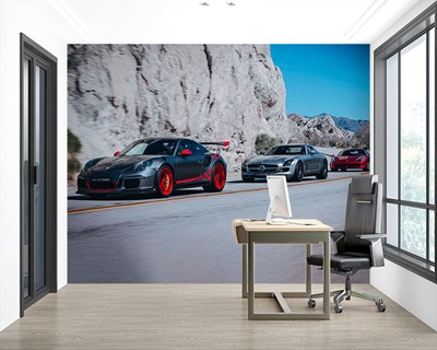 Porsche Ferrari Mercedes Merke Auto's Behang