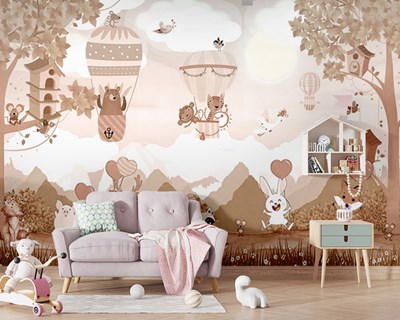Schattige bosdieren-thema behang