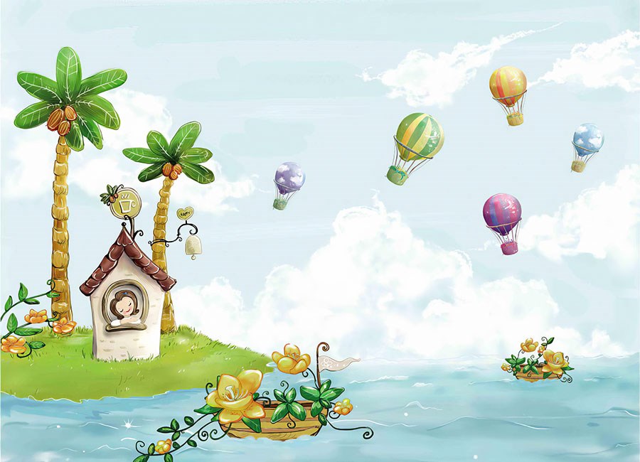 Zeethema en kleine eiland behang 