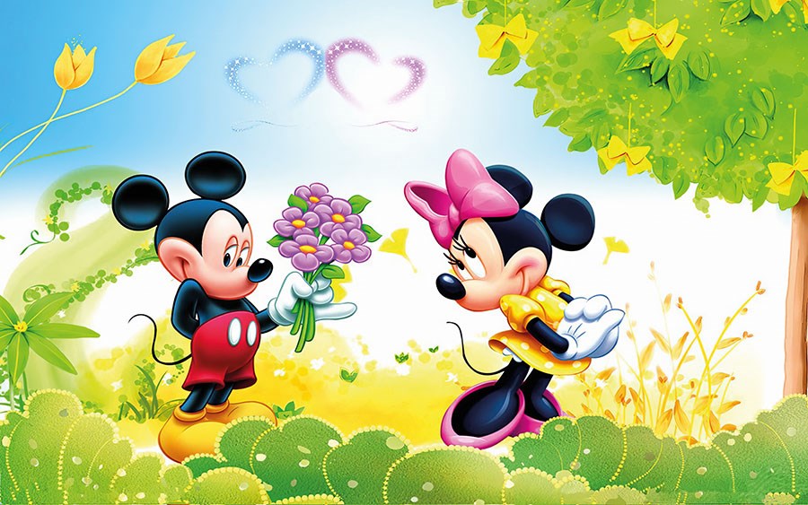 Mickey Mouse en Minnie Mouse behang