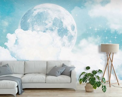 Behang met uitzicht op de lucht en de maan