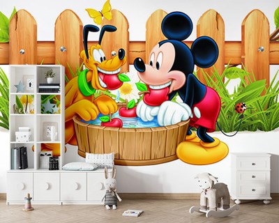 Mickey Mouse en Pluto Behang