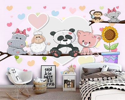 Schattige dieren babykamerbehang