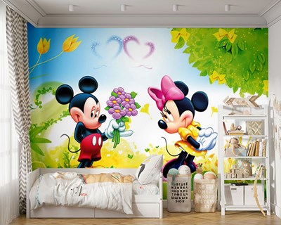 Mickey Mouse en Minnie Mouse behang