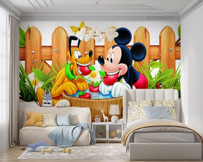 Mickey Mouse en Pluto Behang