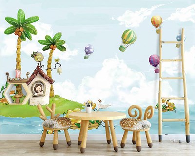 Zeethema en kleine eiland behang 