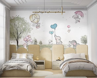 Schattige babykamerbehang met dieren