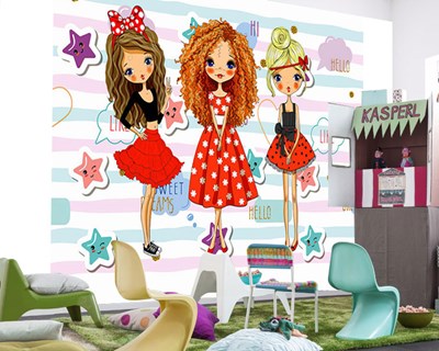 Schattige mooie meisjes thema behang