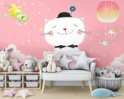 Schattige kattenafbeelding behang