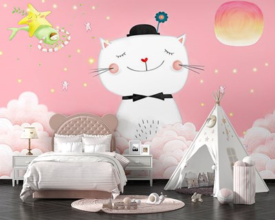 Schattige kattenafbeelding behang