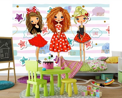 Schattige mooie meisjes thema behang