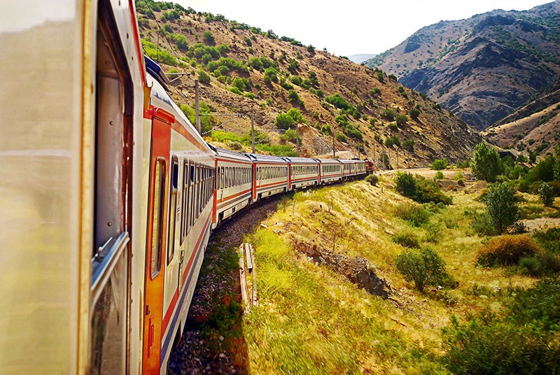 Treinreis-thema behang 