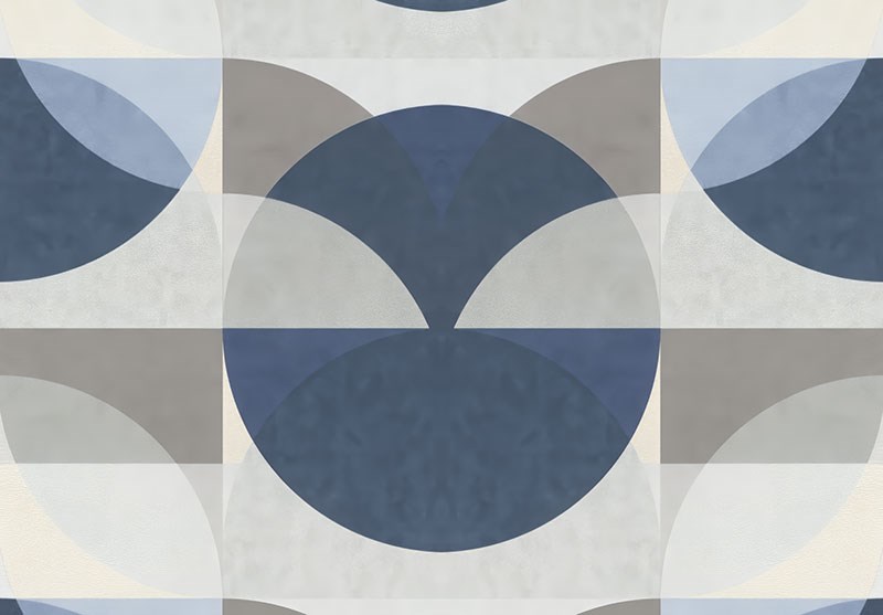 Blauwgrijs geometrisch patroon behang 