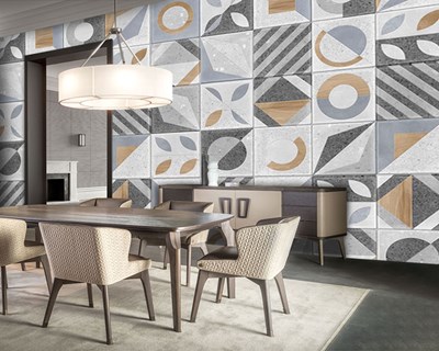 Geometrische vorm keramiek-look behang