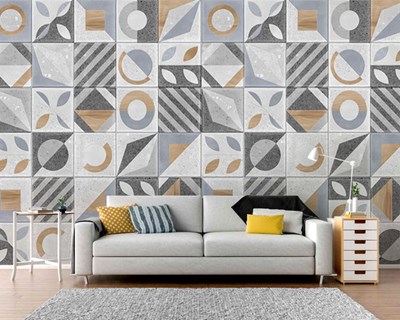 Geometrische vorm keramiek-look behang
