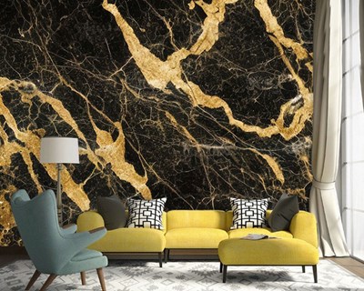 Goudaderig marmerpatroon behang