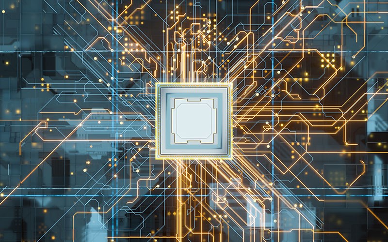 Kunstmatige intelligentie chip-thema behang