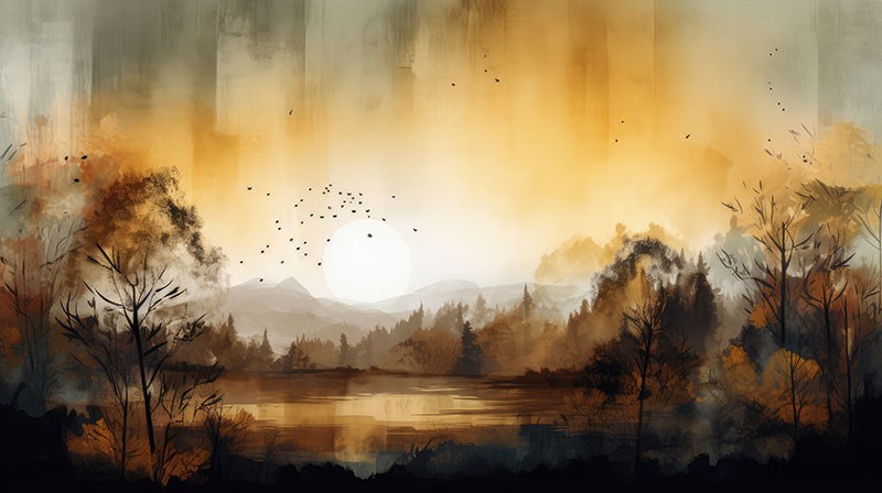 Abstract Sunset Natuurkunst Behang