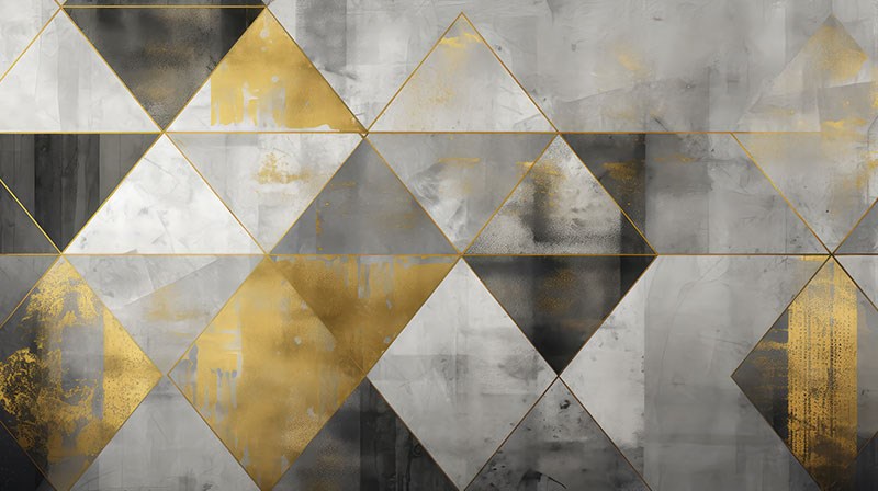 Luxe goudkleurige driehoeken behang 