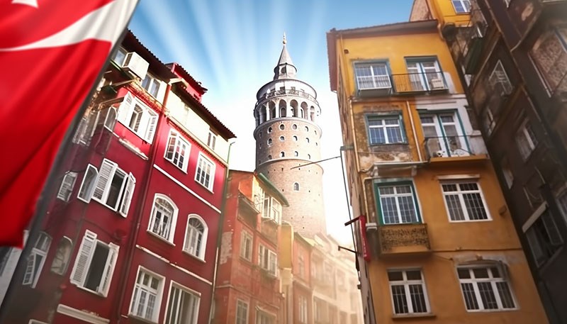 Istanbul Galata Toren Thematische Behang