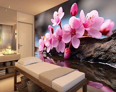 Roze bloemen spa-centrum behang