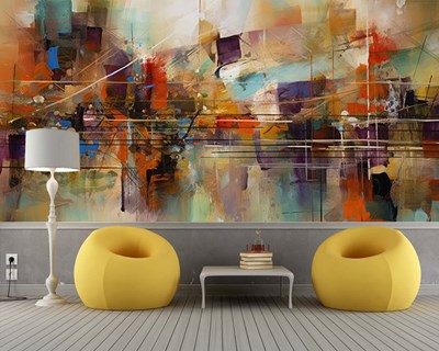 Kleurrijk abstract olieverfbehang