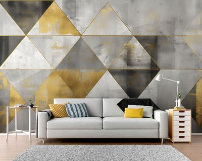 Luxe goudkleurige driehoeken behang 