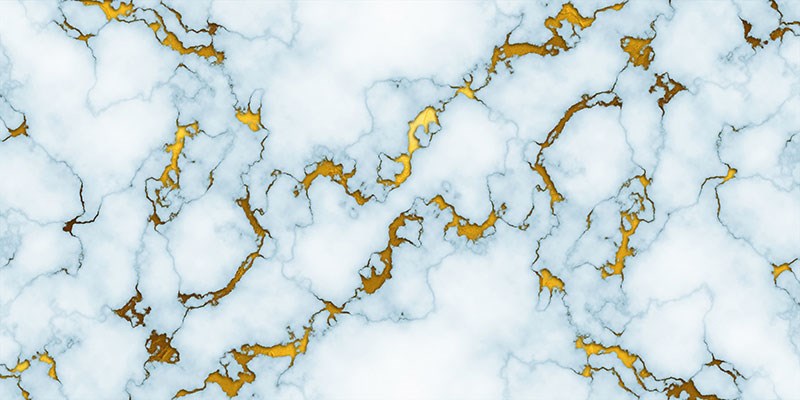 Goud gedetailleerd wit marmeren patroon behang