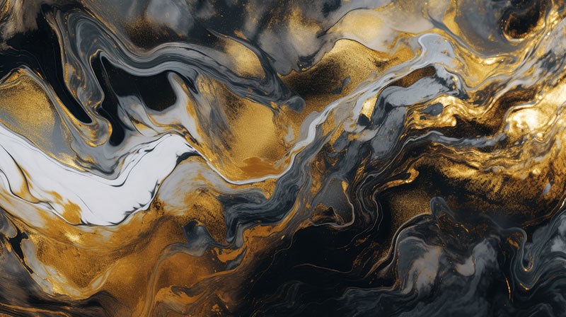 Gold Zwart Wit Marmeren Behang 