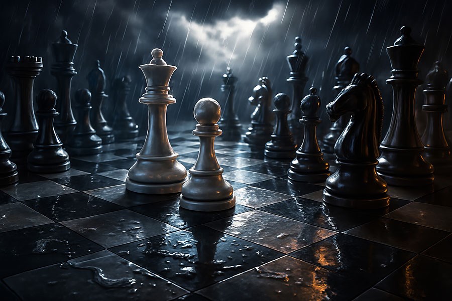 3D-schaakstukken-behang