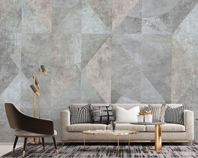Grijs getinte geometrische patroonbehang