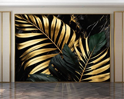 Gouden palmblad behang 